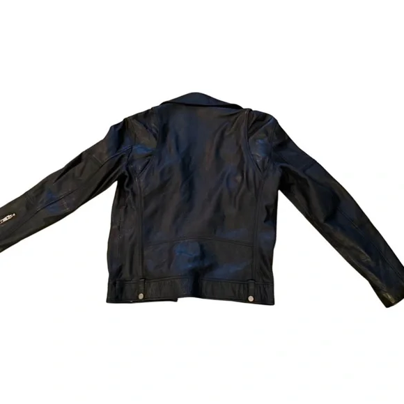 Zara Black Leather Moto Jacket with Asymmetrical Design - Picture 2 of 2